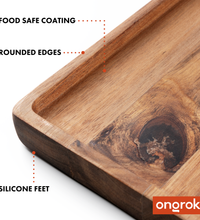 Ongrok Premium Natural Acacia Wood Tray | 9.5" x 9.5"