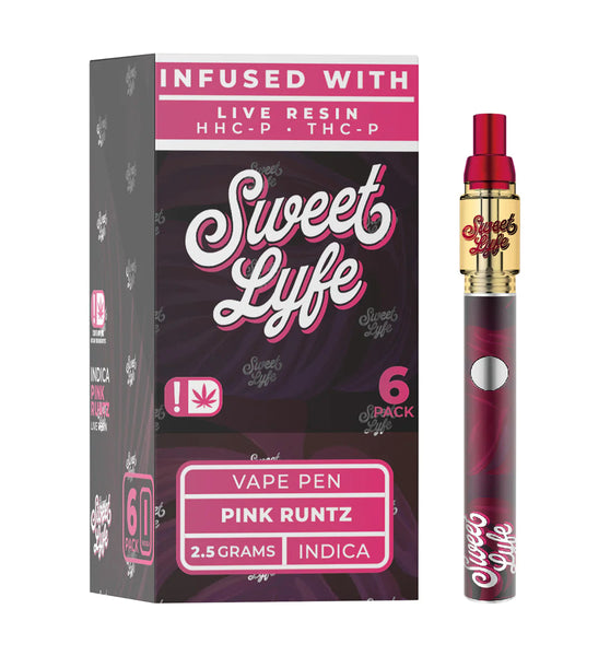 Sweet Lyfe 2.5ml Disposable Vape Pen Infused with Live Resin HHC-P+THC-P - Pink Runtz - Indica