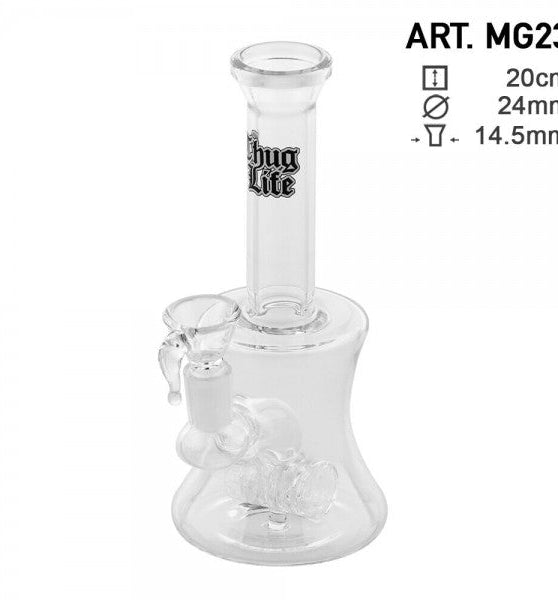 Thug Life | 8" Clear Water Pipe w/ Hammer Percolator