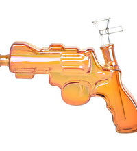 Revolver Handgun Electroplated Water Pipe - 8" / 14mm F