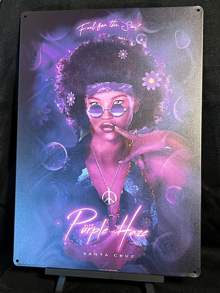 Purple Haze Pinup  Strain Art 12"x18" Aluminum Sign