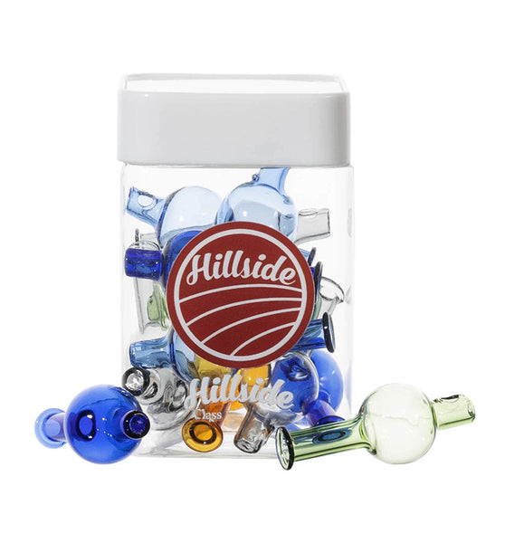 Hillside Glass Bubble Carb Caps - 22mm / Asst Colors 12PC JAR -