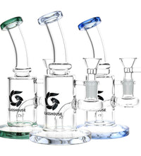 Glass House Bent Neck Glass Water Pipe - 6.75" / 14mm F / Colors Vary