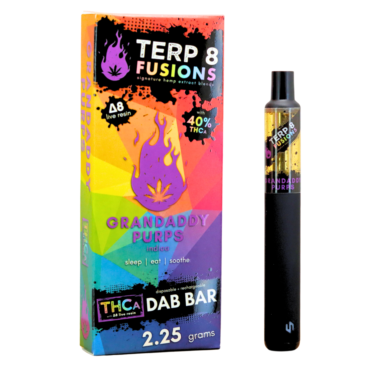 Grandaddy Purps 2.25g THCA + D8 Live Resin Disposable Dab Bar | Terp 8