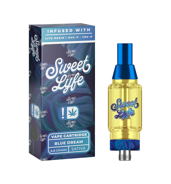 Sweet Lyfe 2.5ml Vape Cartridges Infused with Live Resin HHC-P+THC-P - Blue Dream - Sativa