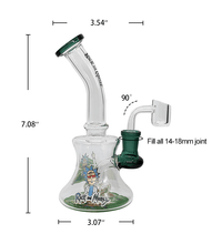 Waxmaid 7.08” Rick & Morty Mini Decal Glass Dab Rig