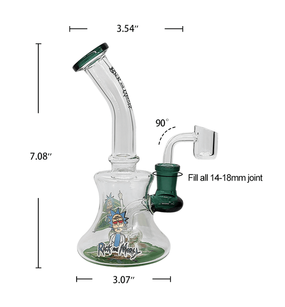 Waxmaid 7.08” Rick & Morty Mini Decal Glass Dab Rig