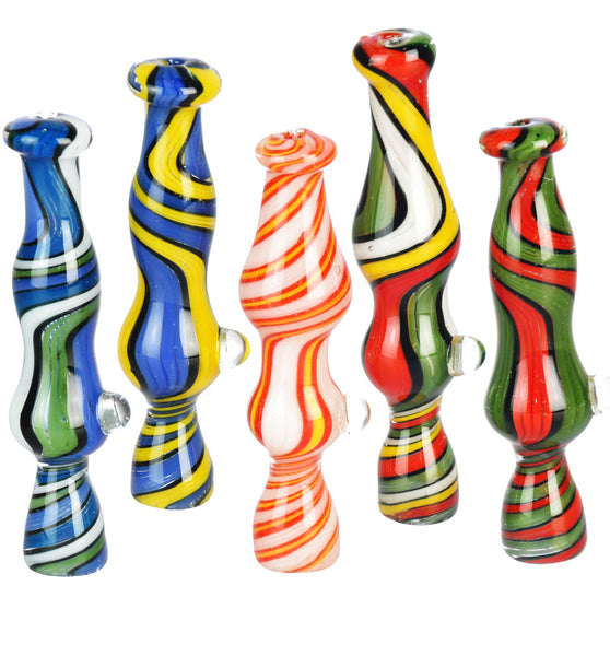 Dancing Colors Wig Wag Chillum Pipe - 3.75"/Colors Vary