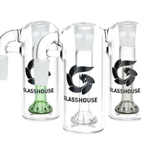 Glass House Showerhead Perc Glass Ash Catcher - 14mm M / 90D / Colors Vary