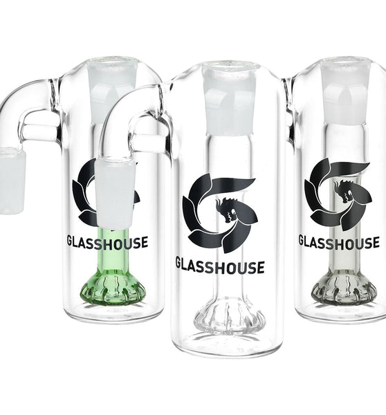 Glass House Showerhead Perc Glass Ash Catcher - 14mm M / 90D / Colors Vary