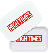 High Times Metal Rolling Tray w/ Lid - 11"x7" / High Times White