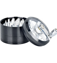 Piranha RETRO Clear Crank Top Aluminum Grinder | 4pc | 2.5"