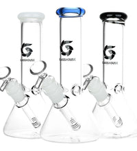 Glass House Pinched Beaker Glass Water Pipe - 7.75" / 14mm F / Colors Vary