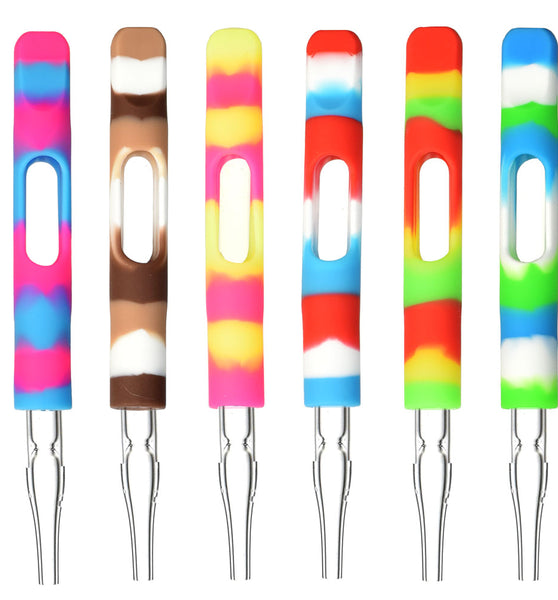 Silicone Wrapped Dab Straw - 3.75" / Colors Vary