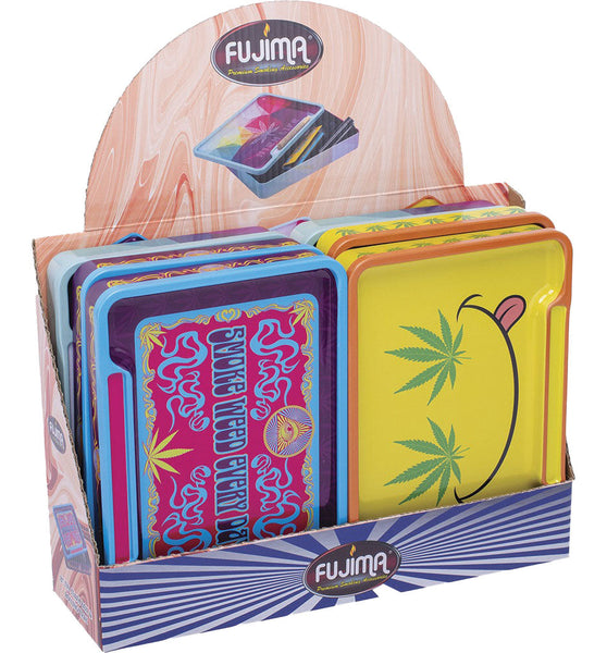 Fujima Leaf Rolling Tray Stash Box | 8"x5.75" | Asst | 6pc Display