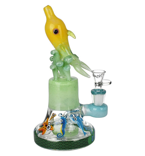 Lookah Glass Dolphin Water Pipe - 9" / 14mm F / Colors Vary