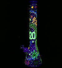 Beach Vibes 420 Painted Glass Beaker Water Pipe - 18" / 14mm F