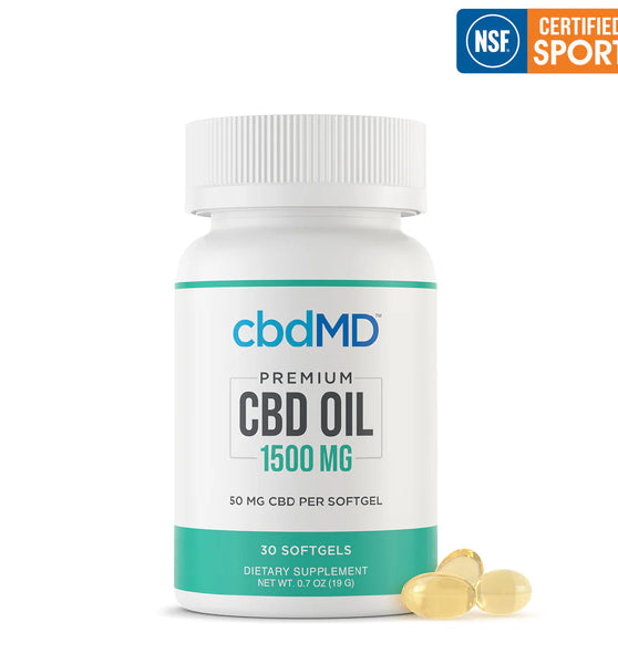 cbdMD Broad Spectrum Softgel Capsules NSF Certified - 1500MG, 30ct