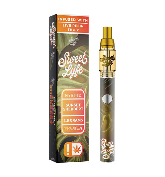 Sweet Lyfe Vape Pen 2.5ml w  Live Resin Delta + THCP - Sunset Sherbert - Indica