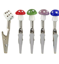 Ceramic Tip Mushrooms & Dice Roach Clips | 50pc Bag