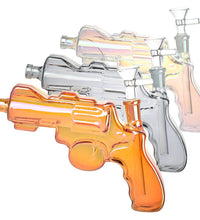 Revolver Handgun Electroplated Water Pipe - 8" / 14mm F