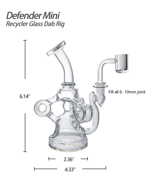 Waxmaid 6.14 Inch Defender Mini Recycler Glass Dab Rig