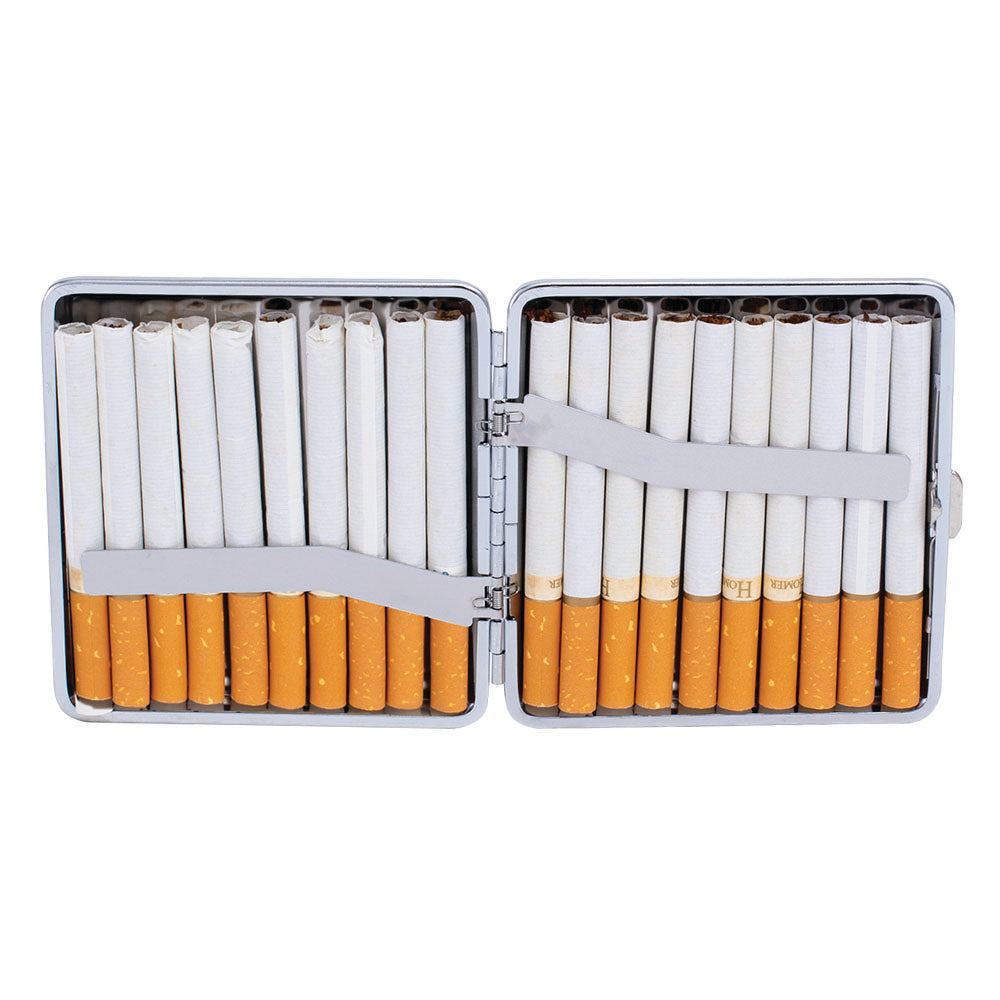 Fujima Metal Finish Double-Sided Cigarette Case - King Size 12pc