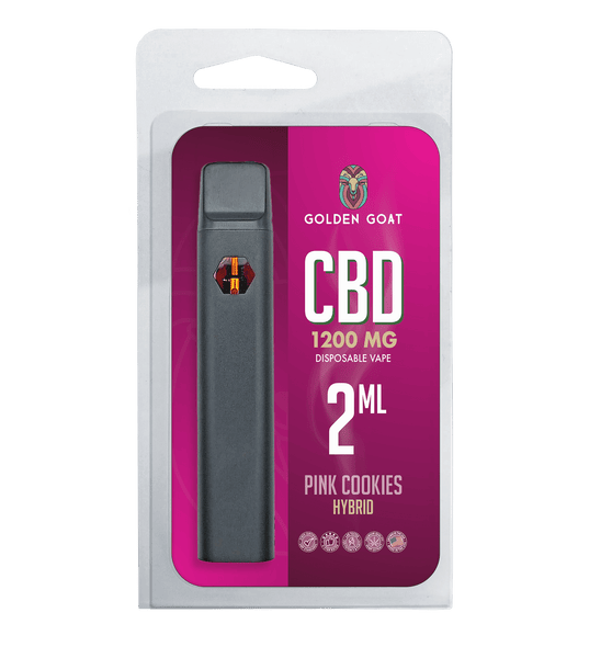 Golden Goat CBD Rechargeable Vape Device 1200MG, Pink Cookies (Hybrid)