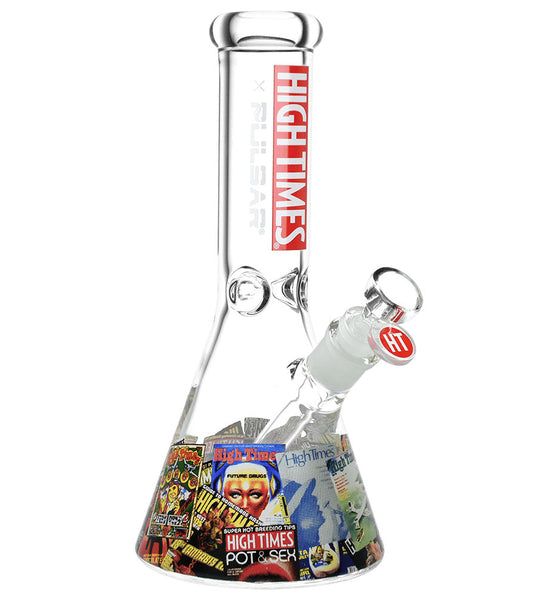 High Times x Pulsar Beaker Water Pipe - Magazine Covers / 10.5" / 14mm F