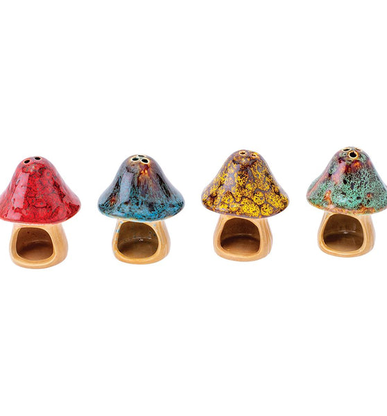 Fujima Small Glazed Mushroom Cone Ceramic Incense Burner - 6ct