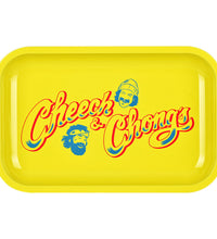 Cheech & Chong x Pulsar Metal Rolling Tray W/ Lid - Yellow Logo / 11" x 7"