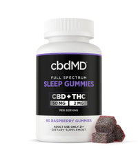 cbdMD Full Spectrum CBD PM Sleep Gummies Raspberry - 1500MG, 60ct