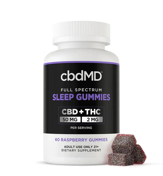 cbdMD Full Spectrum CBD PM Sleep Gummies Raspberry - 1500MG, 60ct