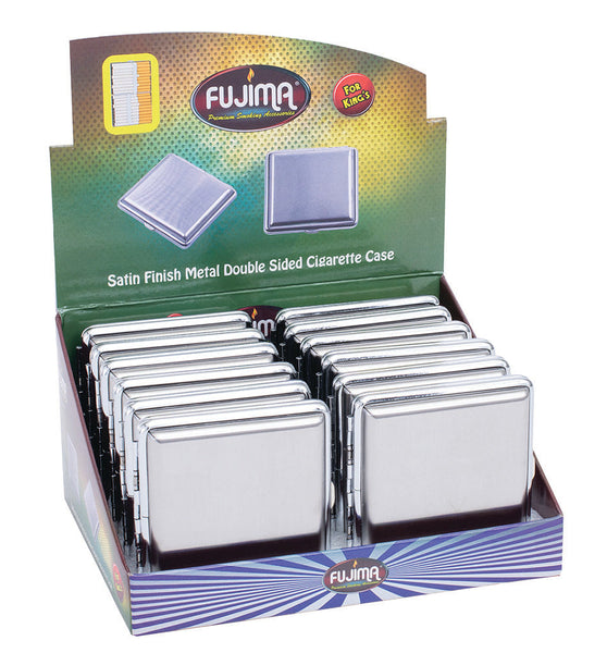 Fujima Metal Finish Double-Sided Cigarette Case - King Size 12pc