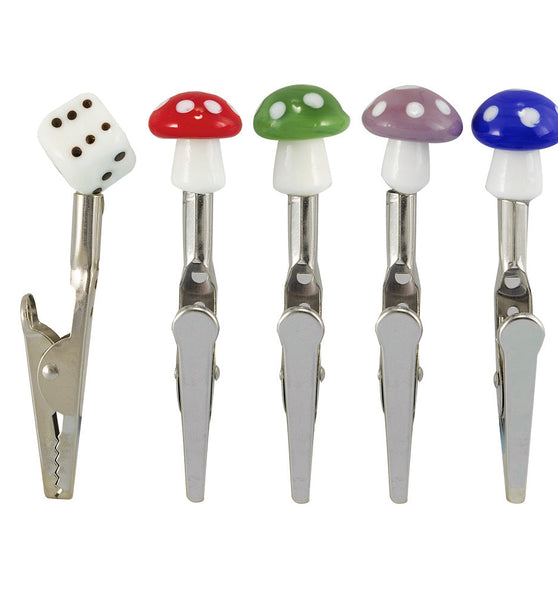 Ceramic Tip Mushrooms & Dice Roach Clips | 50pc Bag