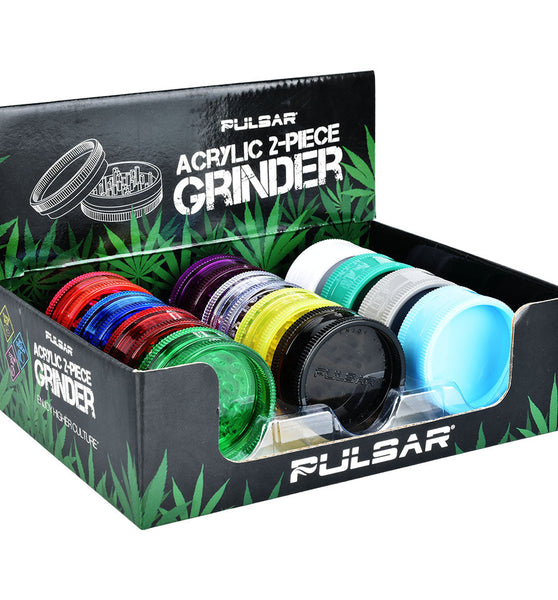 Pulsar Acrylic Grinder - 2pc / 2" / Assorted Colors 12PC DISPLAY -