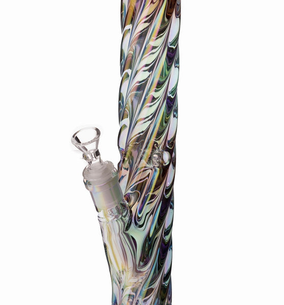 Daze Glass - 12 Inch Iridescent Rainbow Spiral Glass Water Pipe