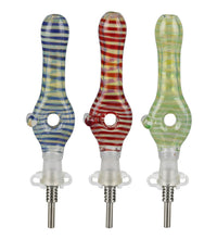 Glass Donut Dab Straw w/ Titanium Tip- 5.5"/10mm/Colors Vary