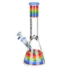 Pulsar Rainbow Pride Glow Glass Beaker Water Pipe - 10"