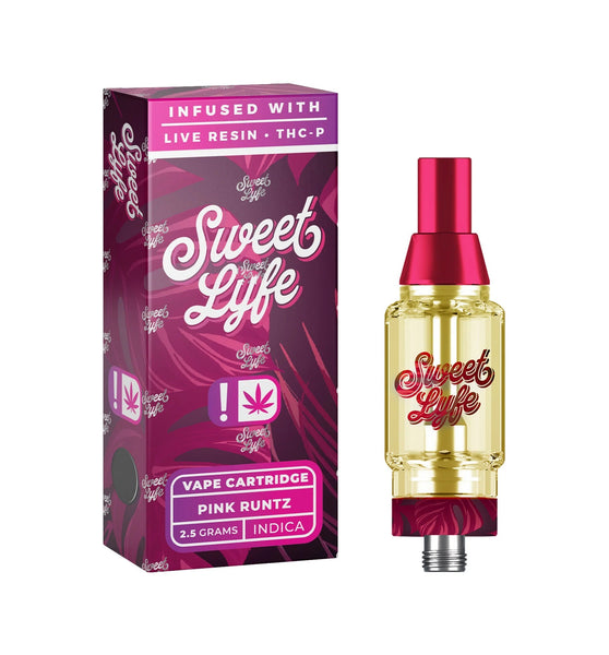 Sweet Lyfe Vape Cartridges 2.5ml w Live Resin Delta + THCP - Pink Runtz - Indica