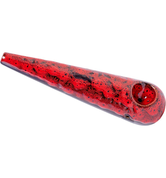 Kush RX Red Reactive Glaze Ceramic Hand Pipe - 7.5""