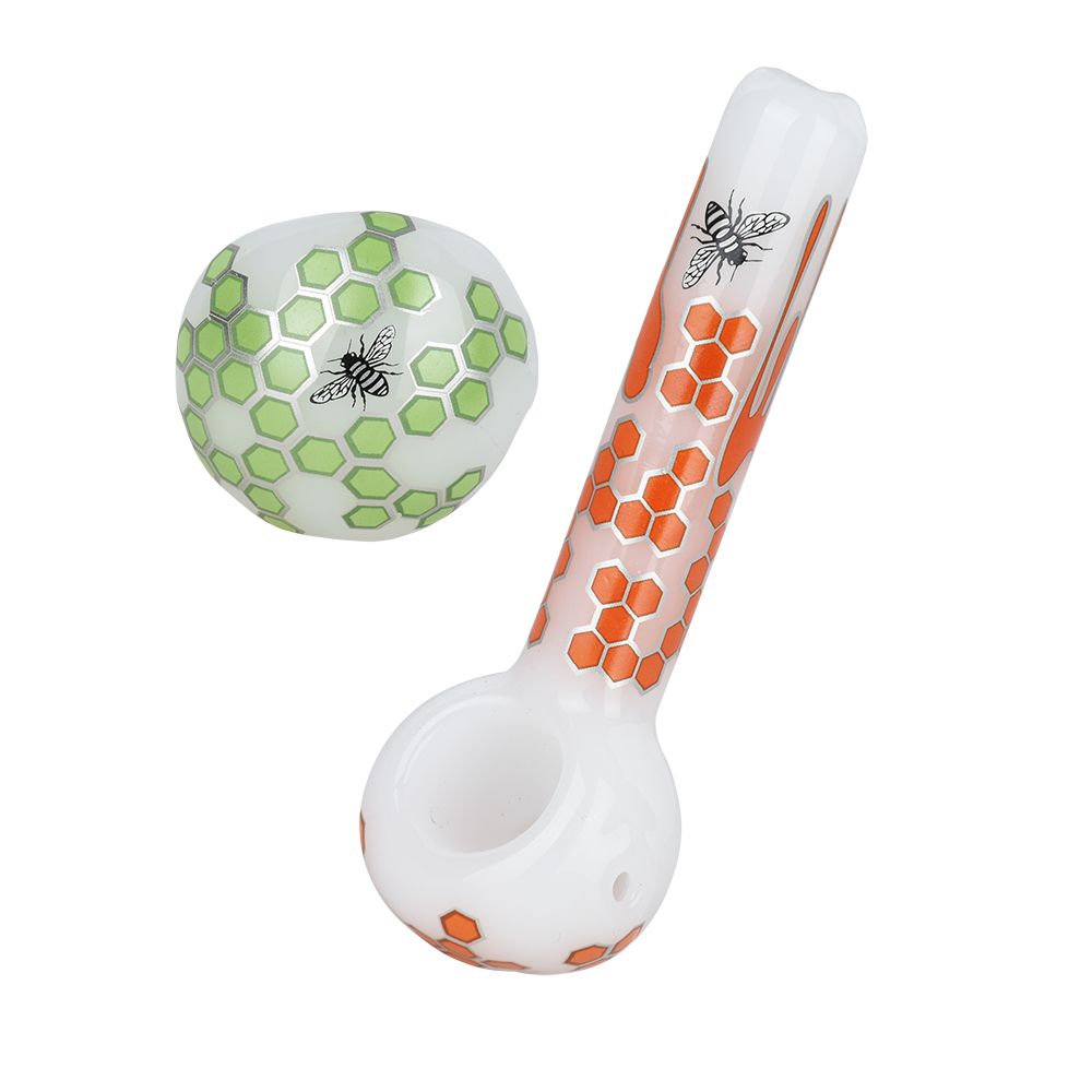 12CT DISPLAY - Hive Mind Glass Spoon Pipe - 4" / Assorted Colors