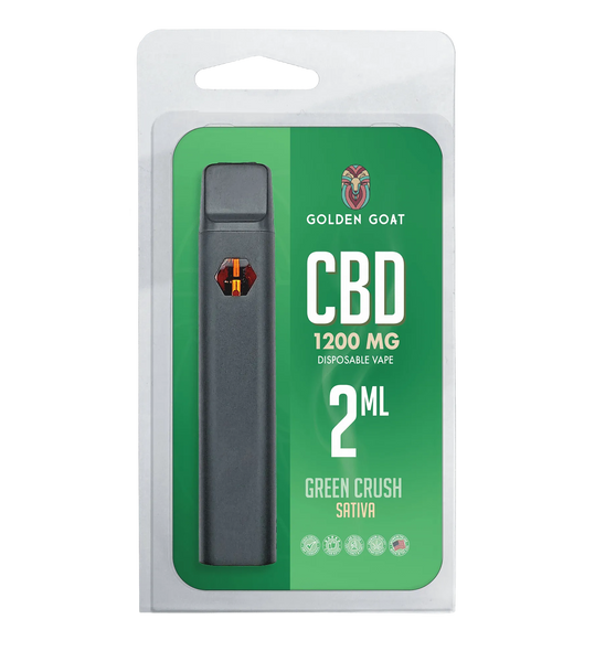 Golden Goat CBD Rechargeable Vape Device 1200MG, Green Crush (Sativa)