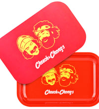 Cheech & Chong x Pulsar Metal Rolling Tray W/ Lid - Red Faces / 11" x 7"