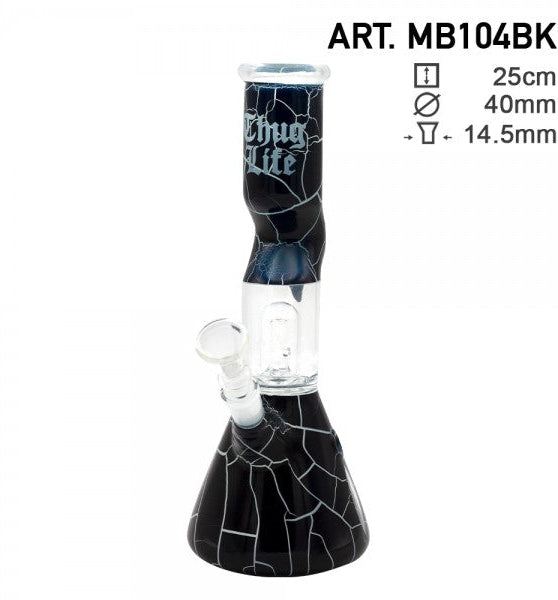 Thug Life | 10" Cracked Stone Glass Water Pipe