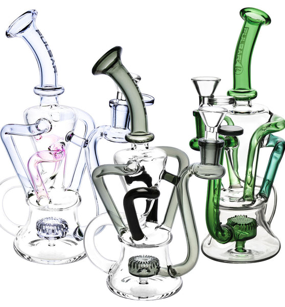 Pulsar 4-Tube Recycler Water Pipe - 9" / 14mm F / Colors Vary