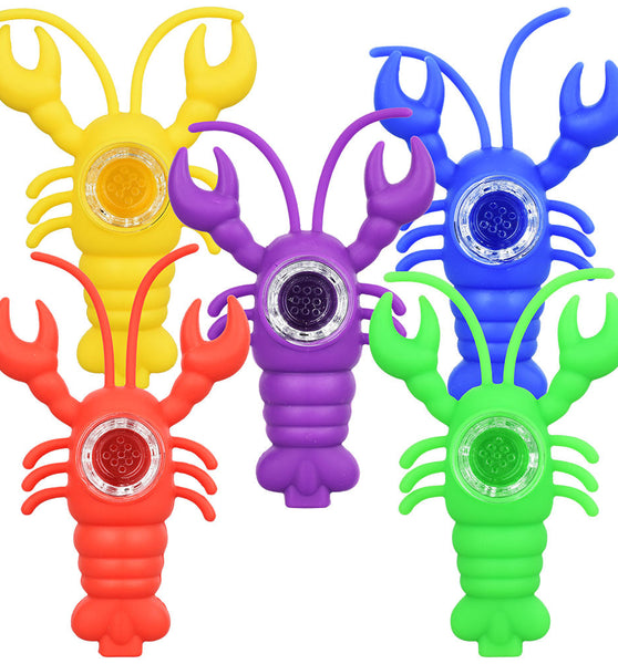 Creepin' Crawfish Silicone Hand Pipe - 4.5" / Assorted Colors 5 pcs