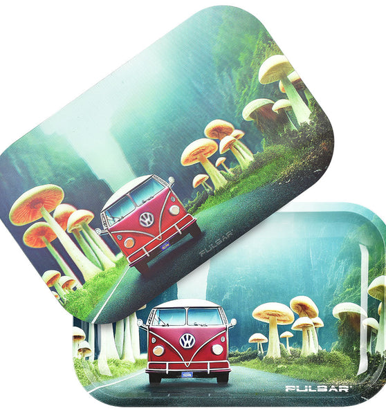 Pulsar Metal Rolling Tray w/ 3D Lid - Camper Van Shroom Trip - 11"x7"