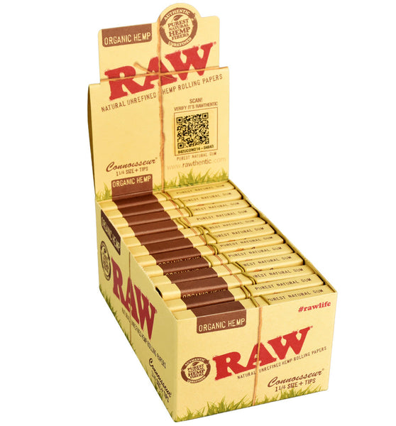 Raw Organic Hemp 1Â¼ Connoisseur Rolling Papers - 25PC