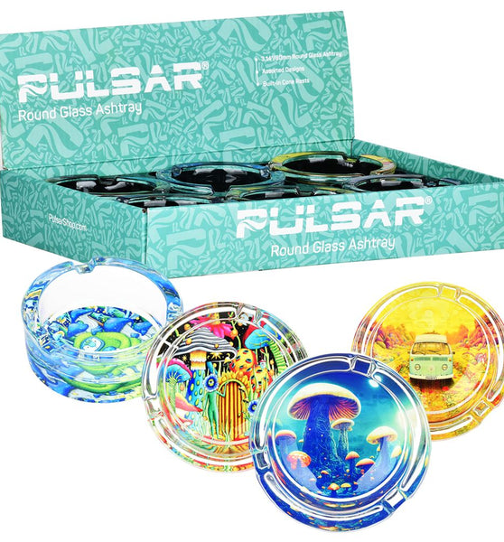 Pulsar Design Series Round Glass Ashtray - 3.4" / 6ct